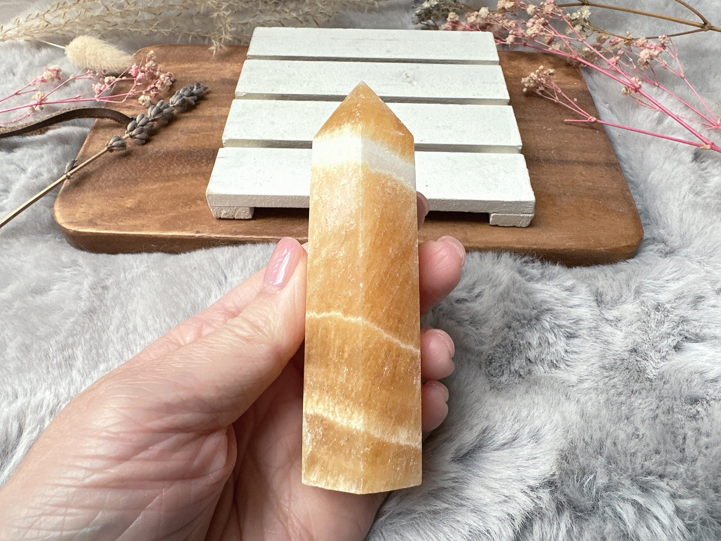 Orange Calcite Tower Obelisk