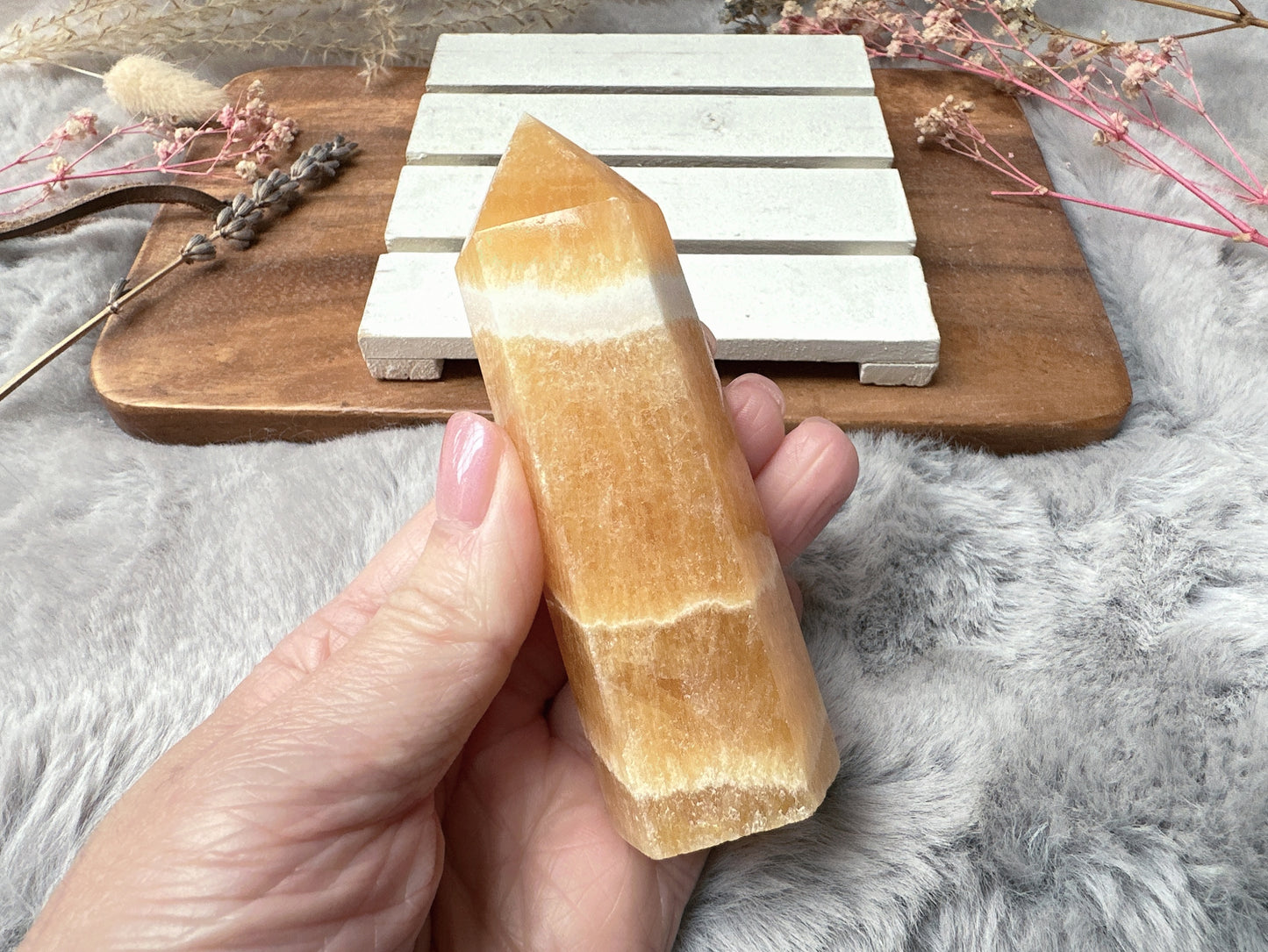 Orange Calcite Tower Obelisk