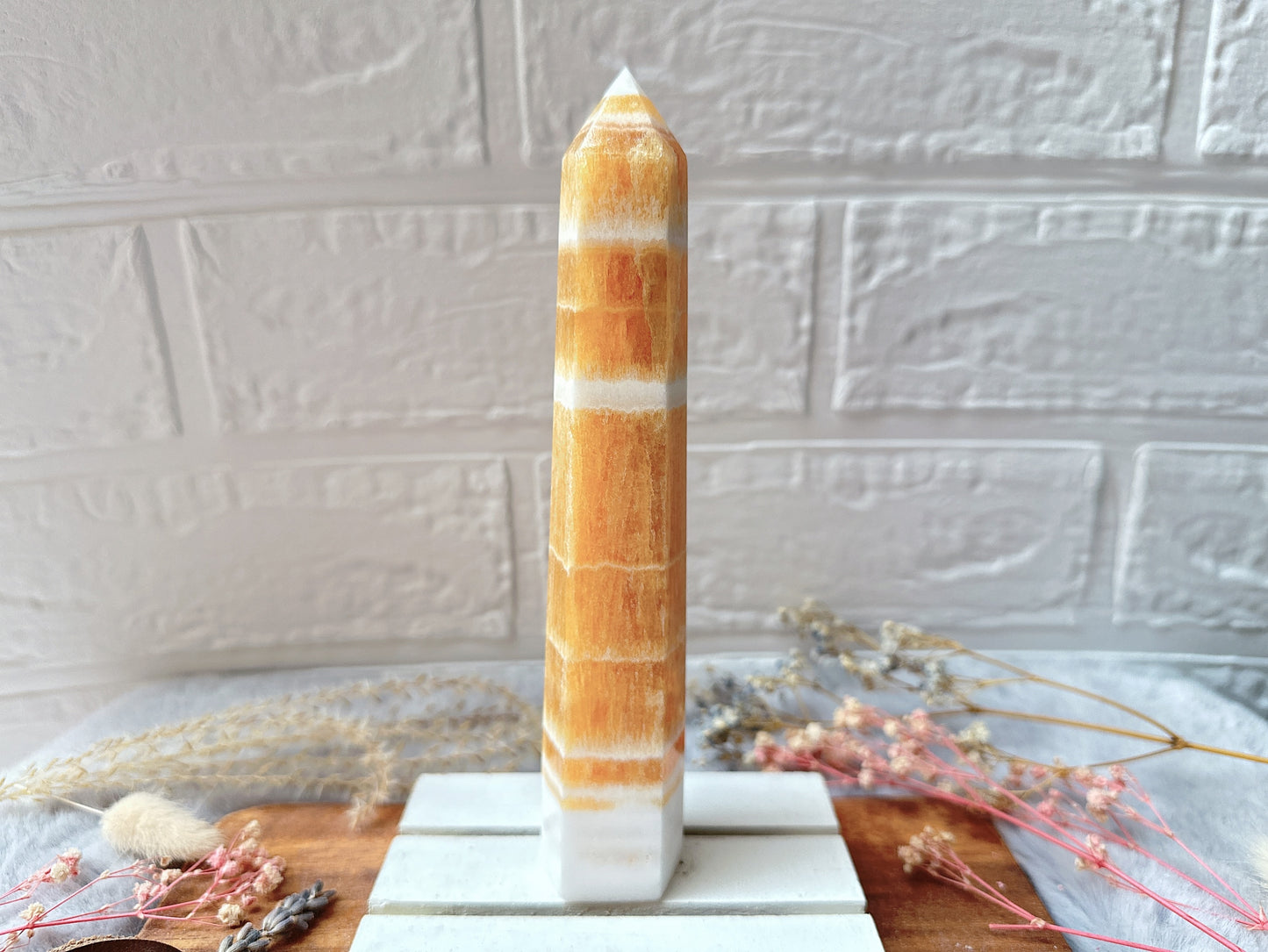 Orange Calcite Tower Obelisk