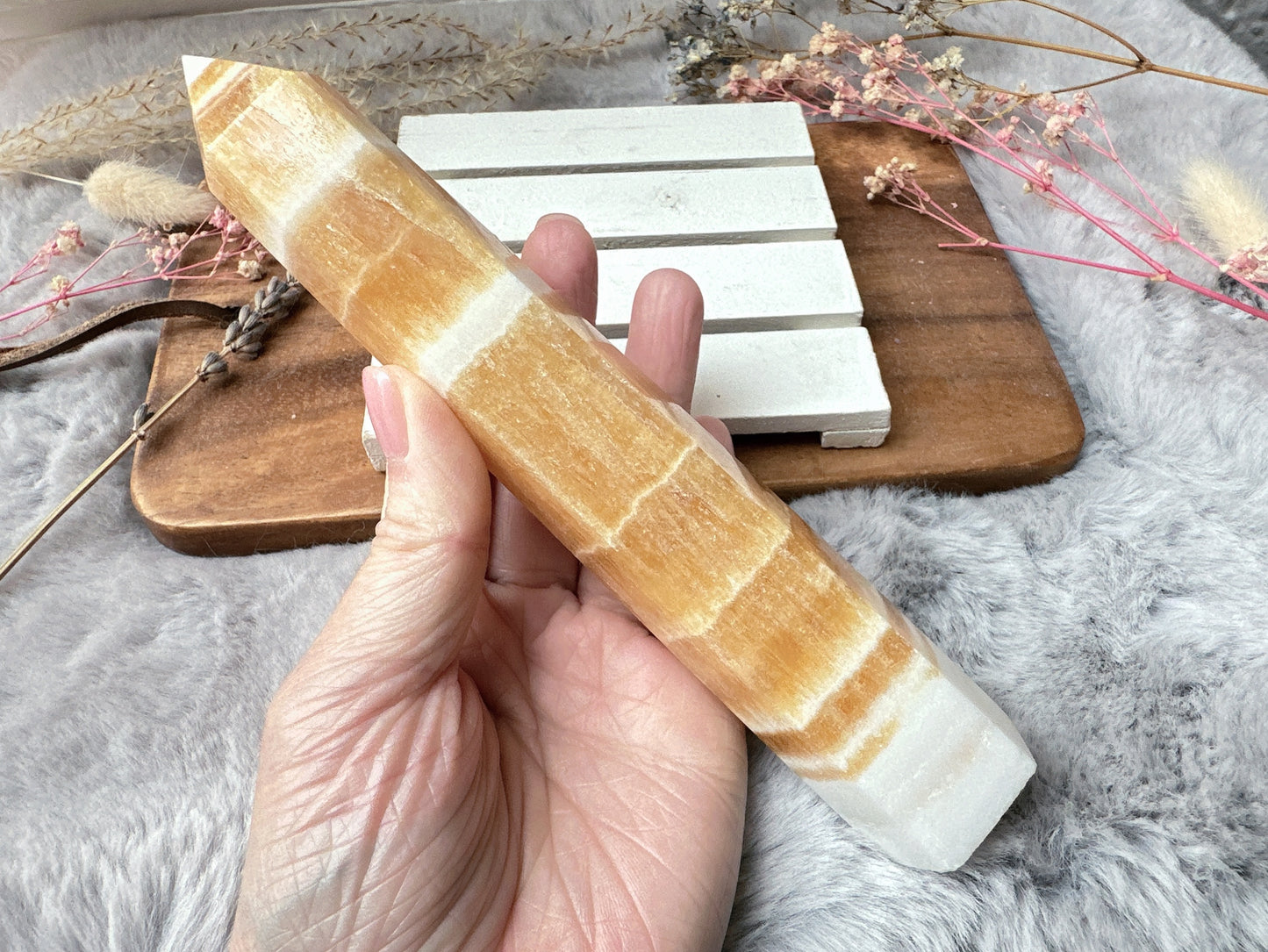 Orange Calcite Tower Obelisk