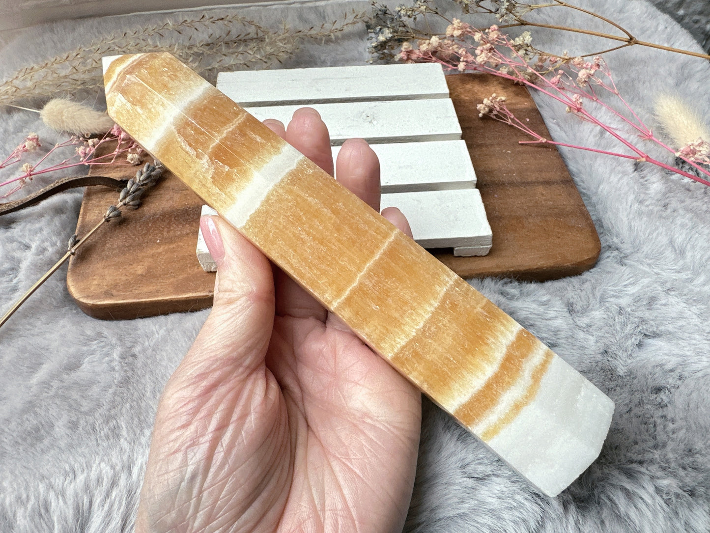 Orange Calcite Tower Obelisk