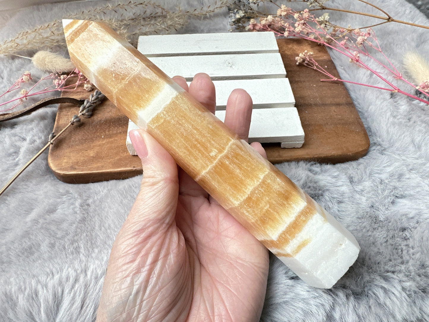 Orange Calcite Tower Obelisk