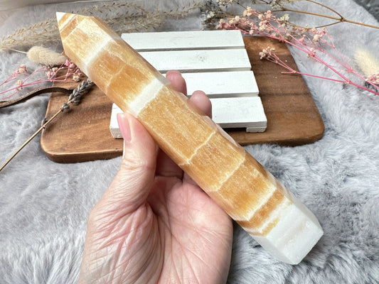 Orange Calcite Tower Obelisk