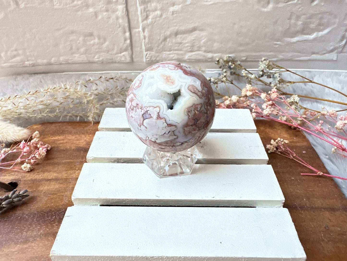 Small Cotton Candy Pink Agate Sphere