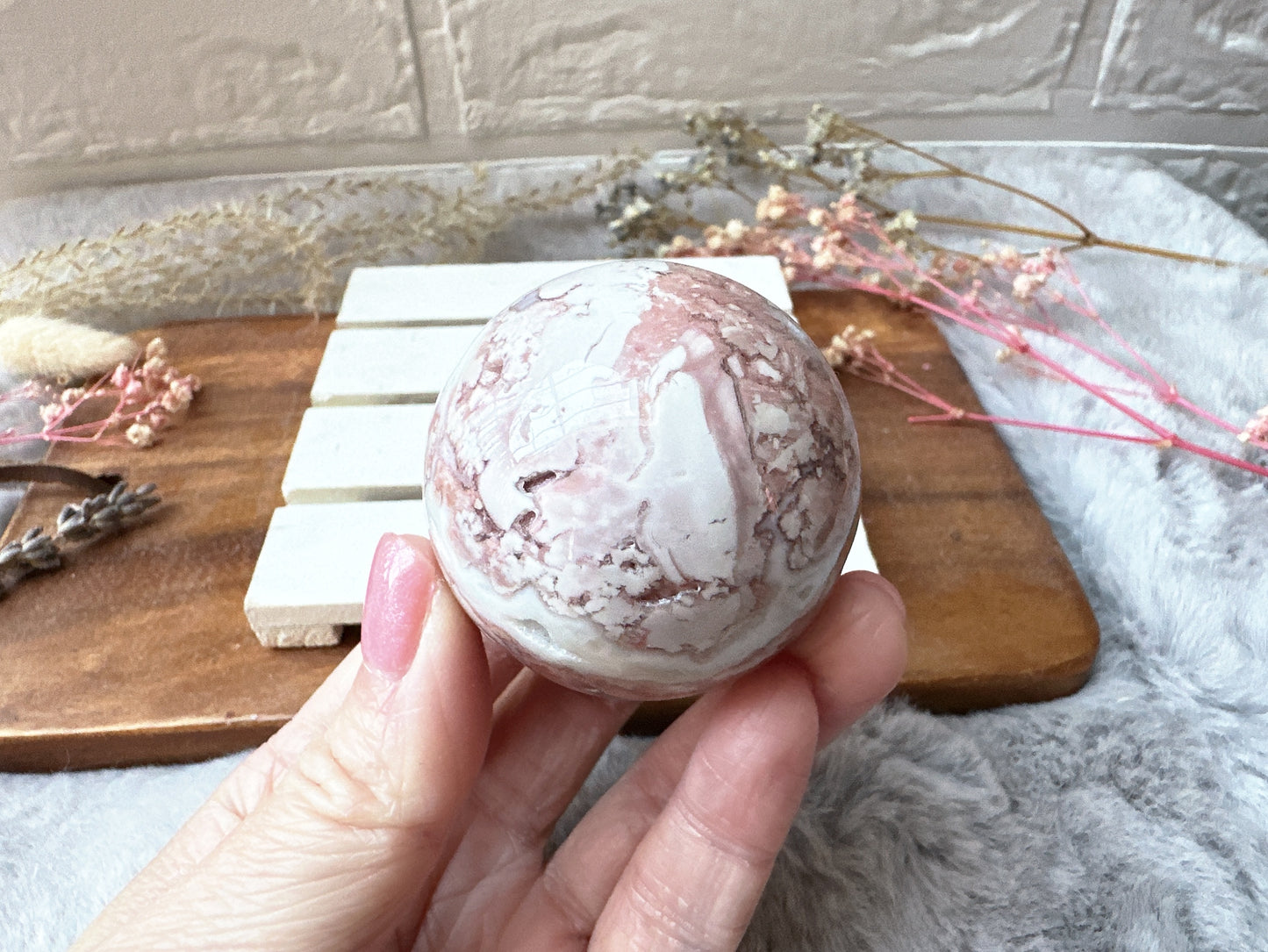 Small Cotton Candy Pink Agate Sphere