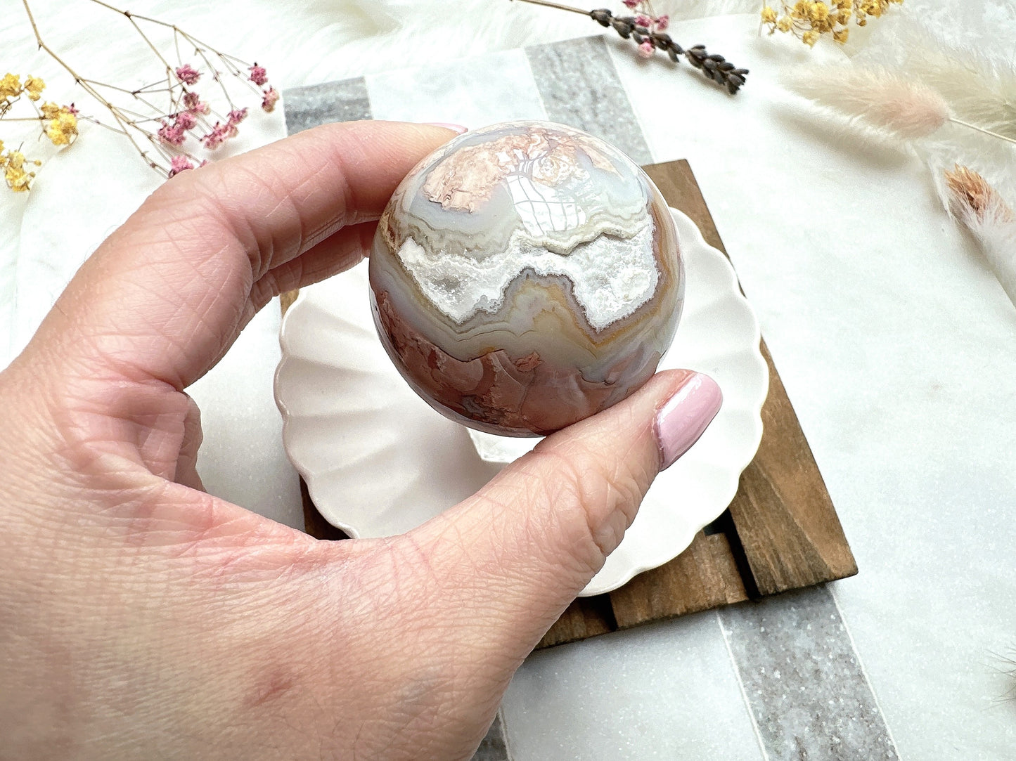 Small Cotton Candy Agate Sphere