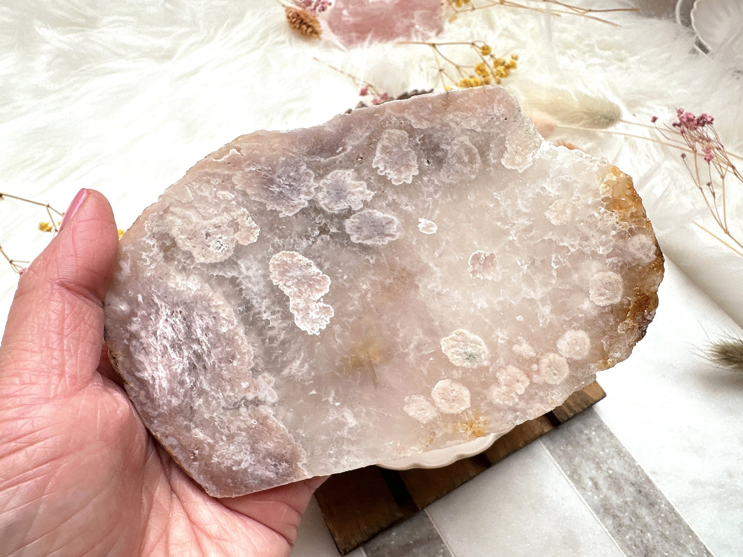 Pink Amethyst with Flower Agate Slab