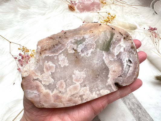 Pink Amethyst with Flower Agate Slab