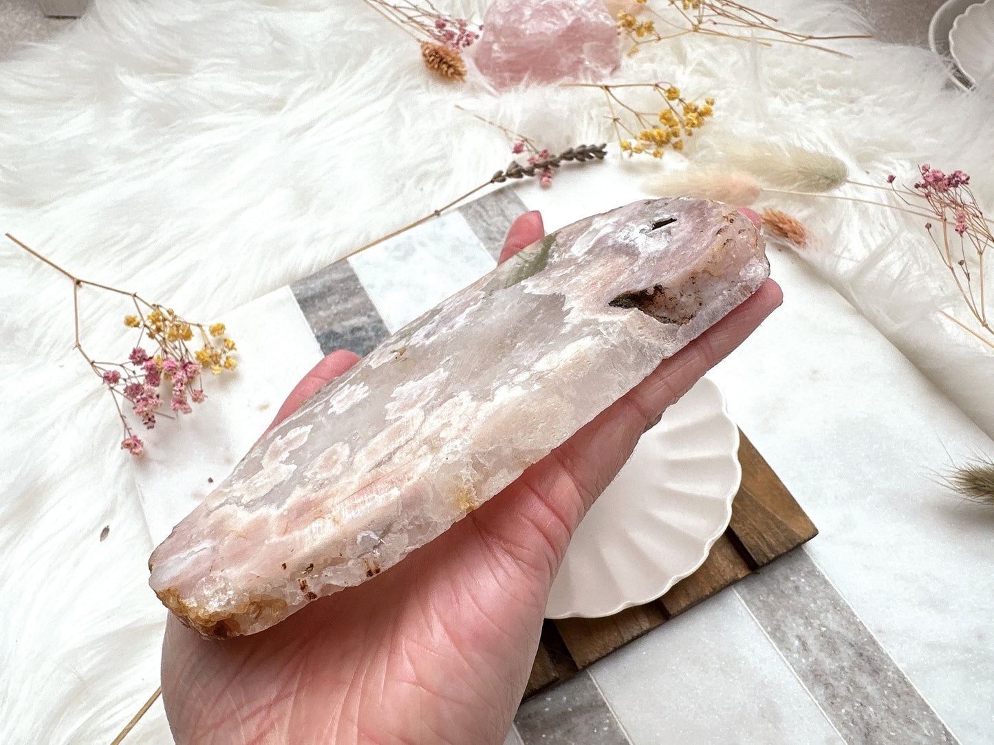 Pink Amethyst with Flower Agate Slab