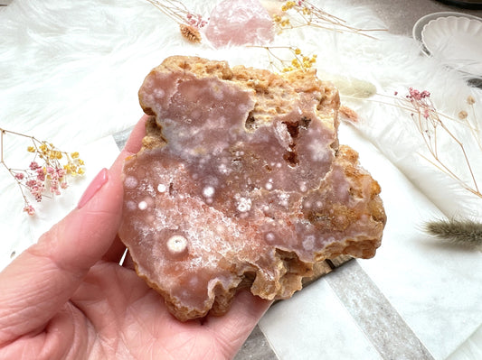 Pink Amethyst with Flower Agate Slab