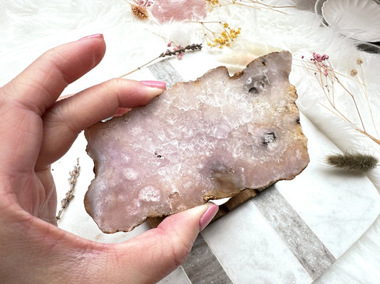 Pink Amethyst with Flower Agate Slab
