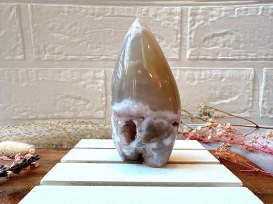Pink Amethyst with Flower Agate Flame
