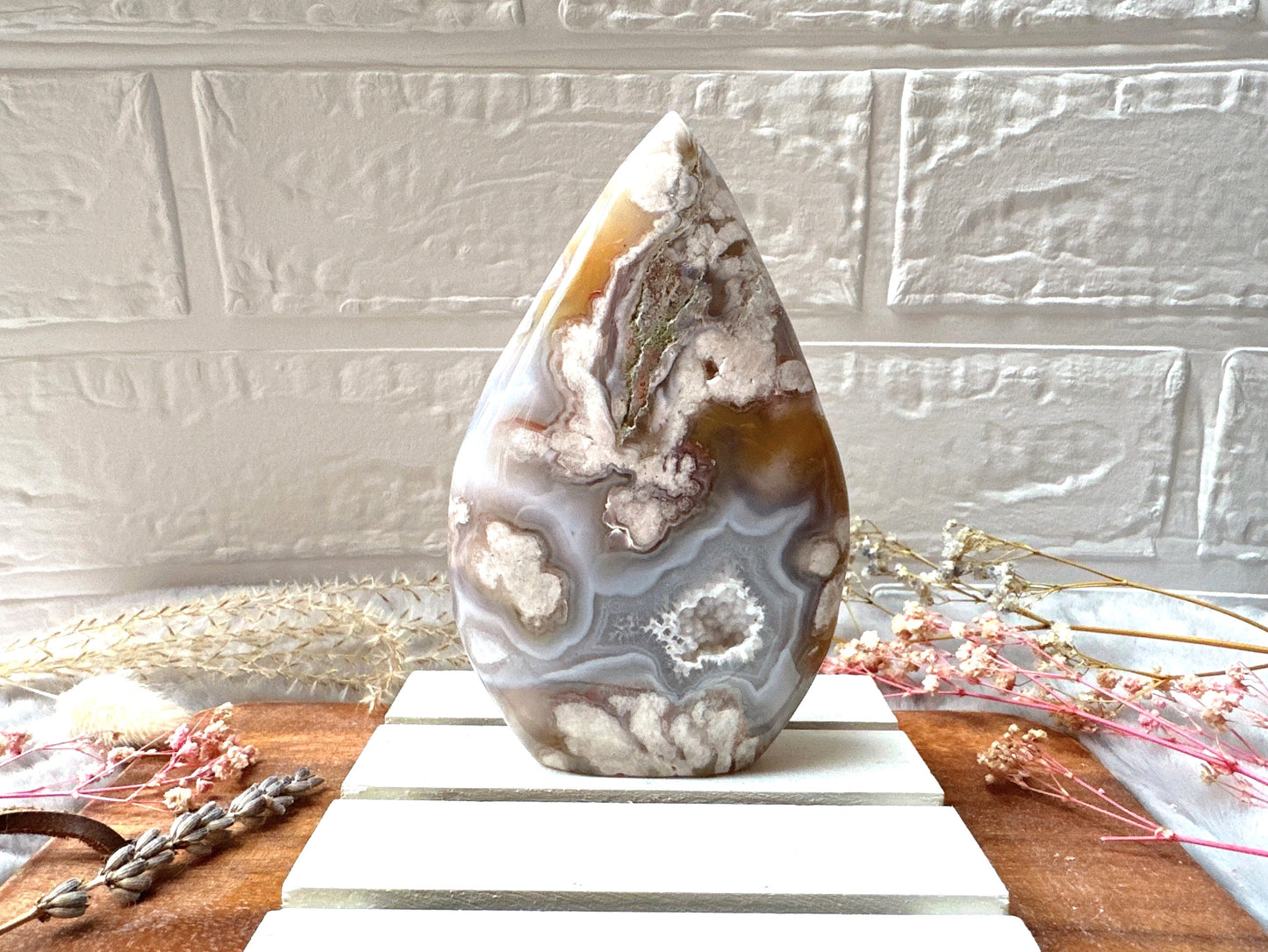 Pink Amethyst with Flower Agate Flame