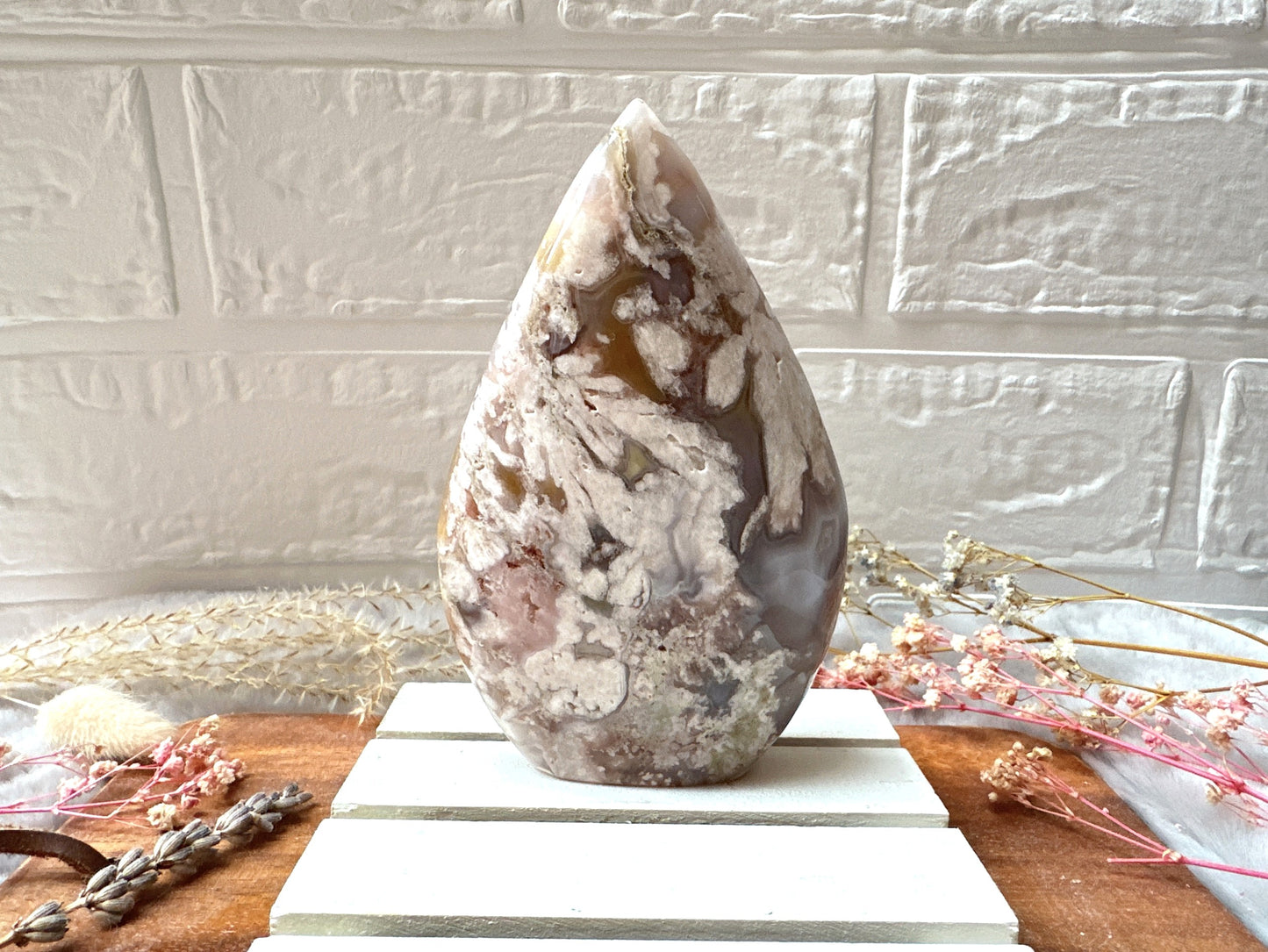 Pink Amethyst with Flower Agate Flame