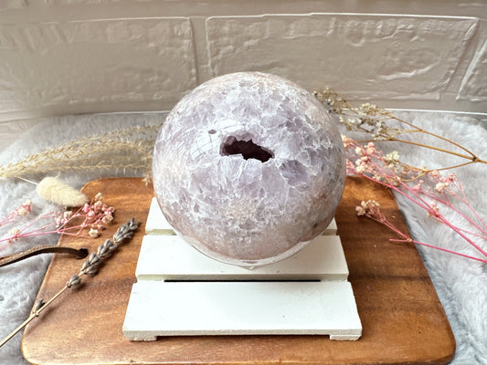 Pink Amethyst with Flower Agate Sphere