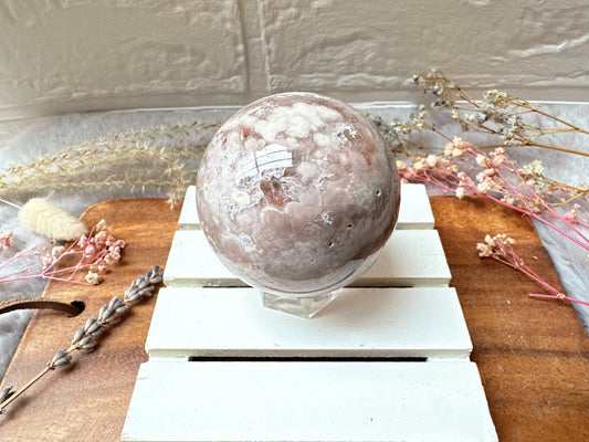 Pink Amethyst with Flower Agate Sphere