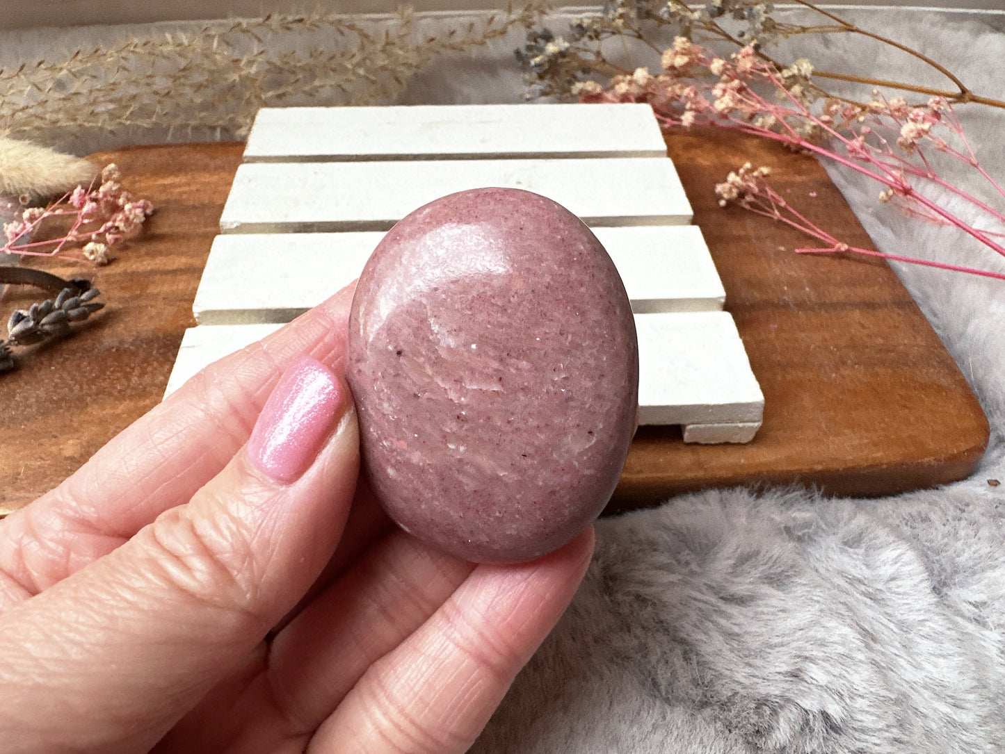 Small Pink Opal Palm Stone