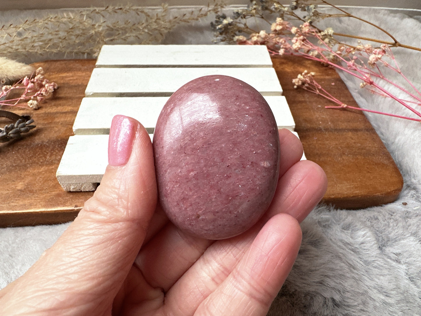 Small Pink Opal Palm Stone