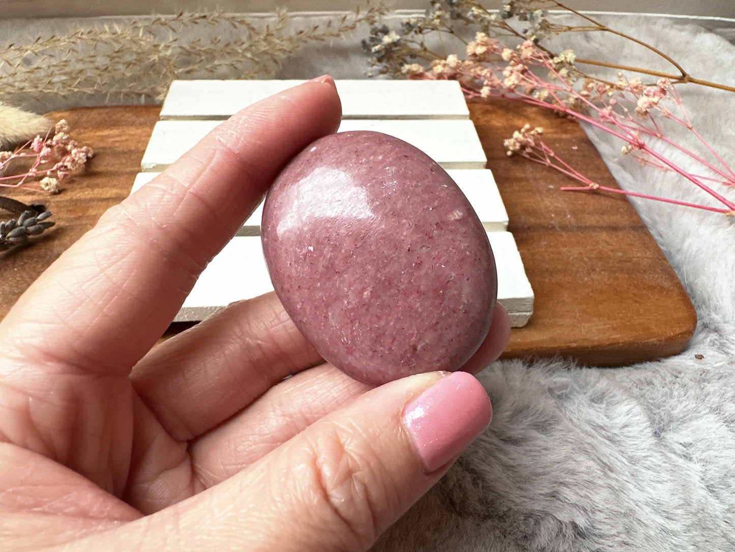 Small Pink Opal Palm Stone