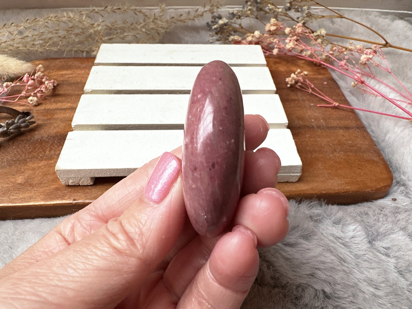Small Pink Opal Palm Stone