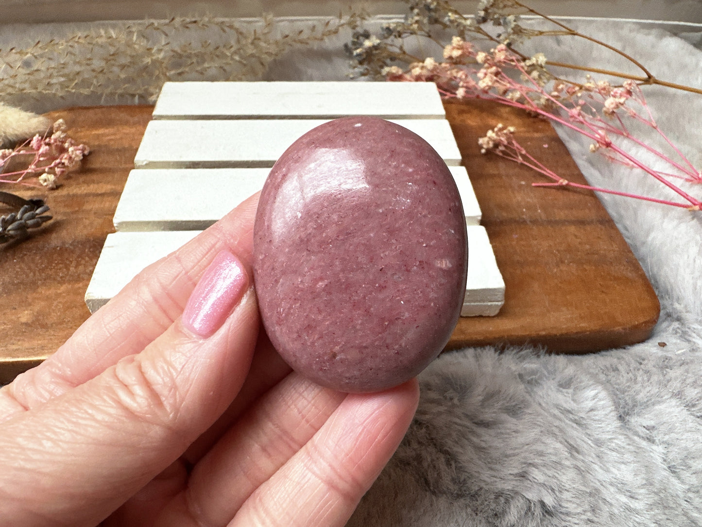 Small Pink Opal Palm Stone