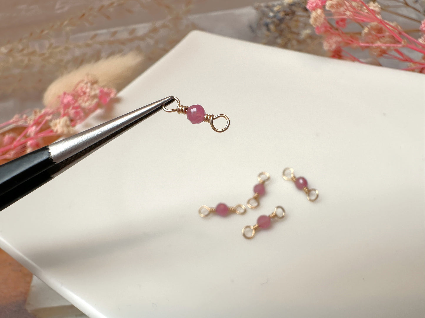 Set of 10 Tiny Gemstones 14k Gold Filled Permanent Jewelry Connectors