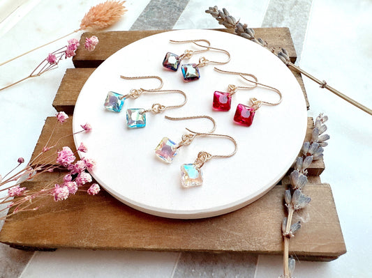 Princess Cut Crystal Earrings