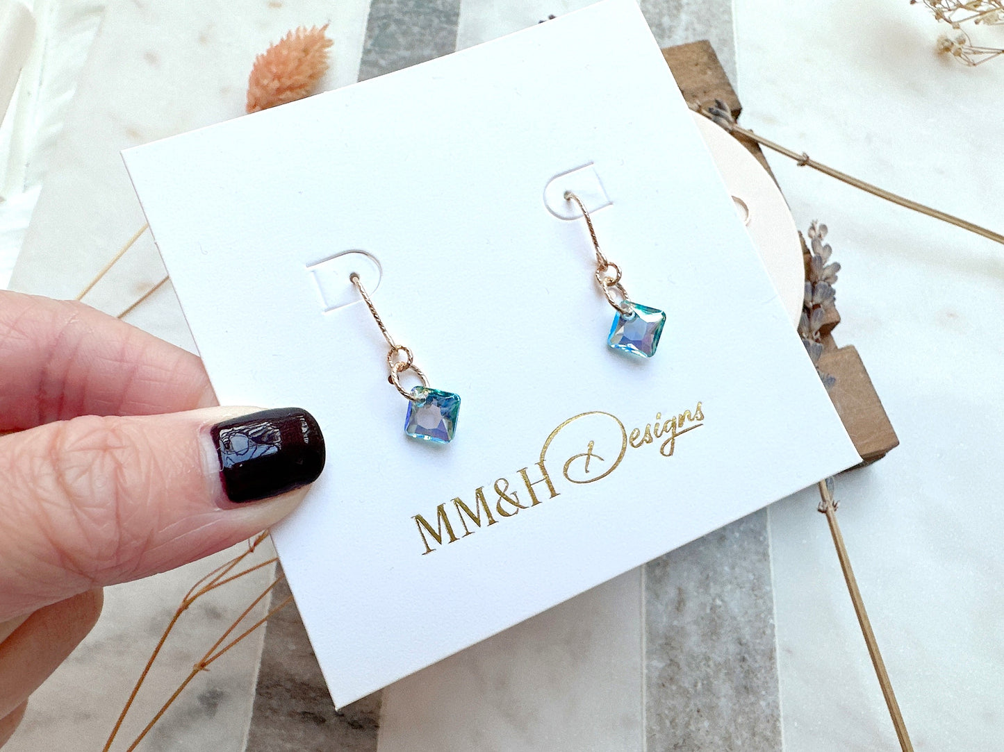Princess Cut Crystal Earrings