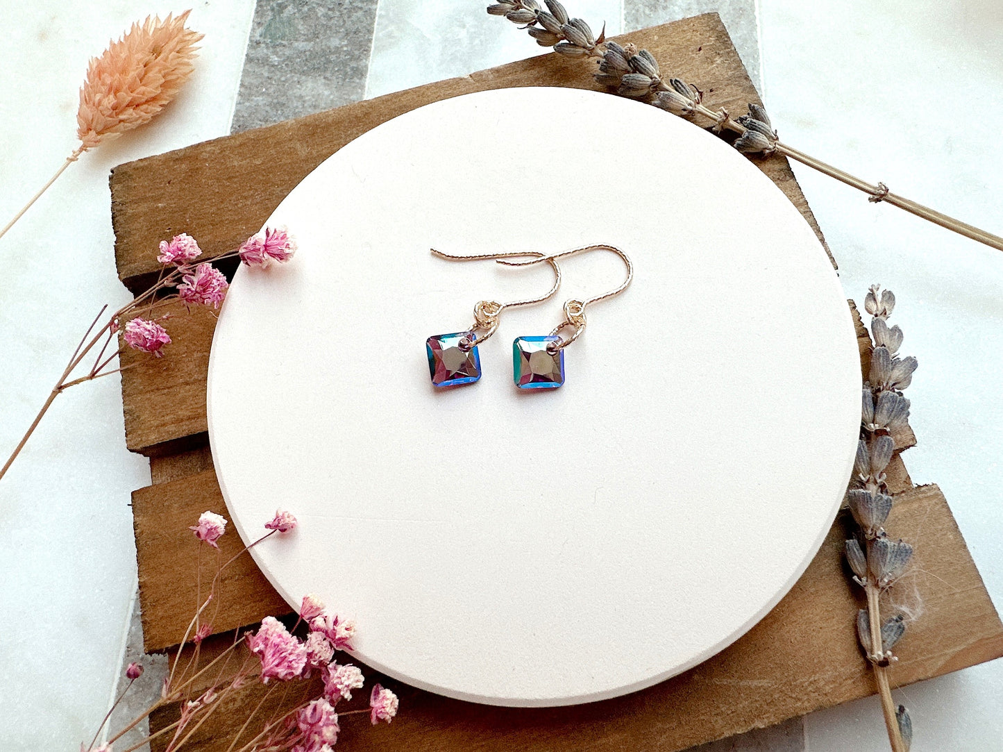 Princess Cut Crystal Earrings