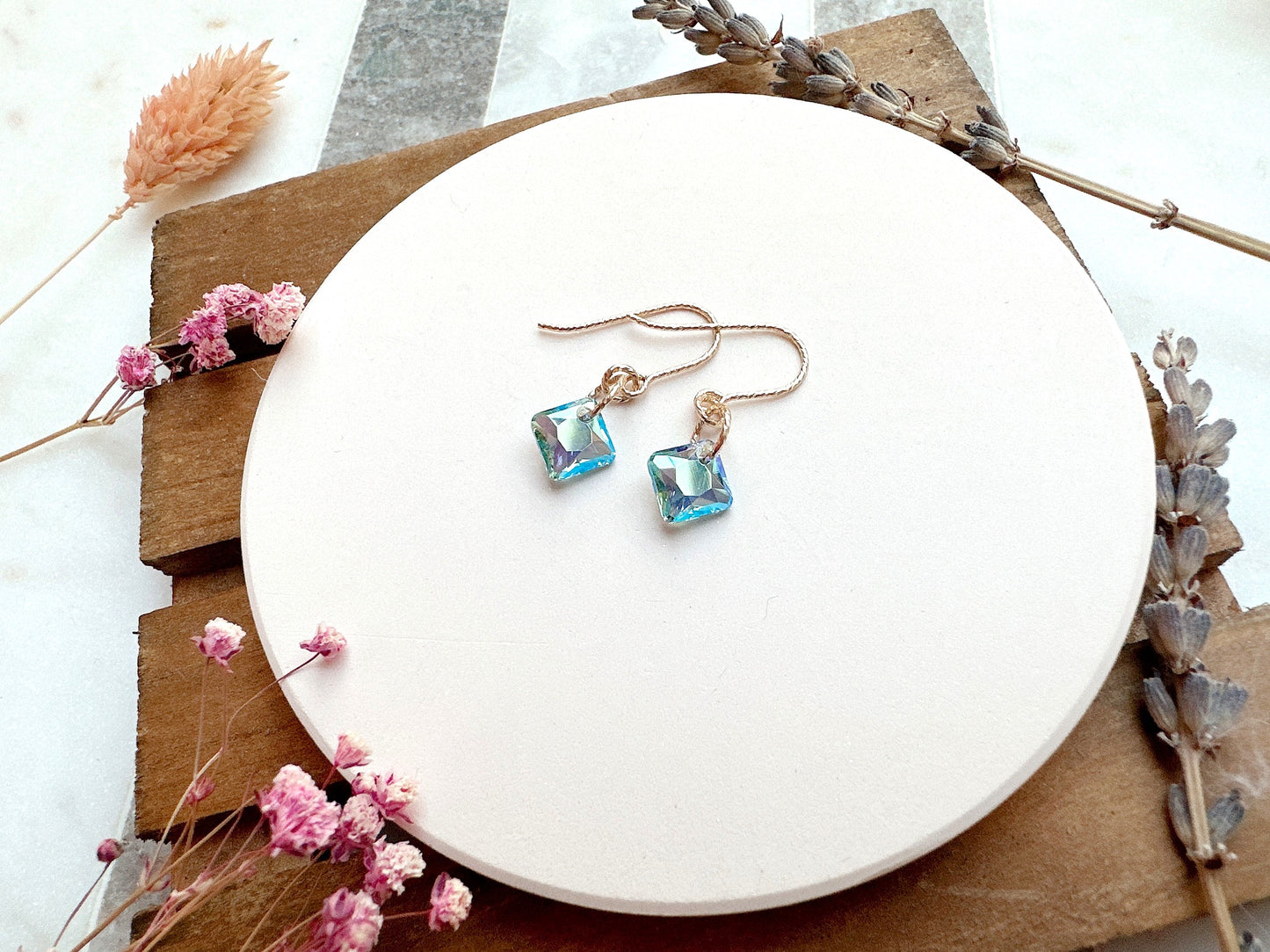 Princess Cut Crystal Earrings