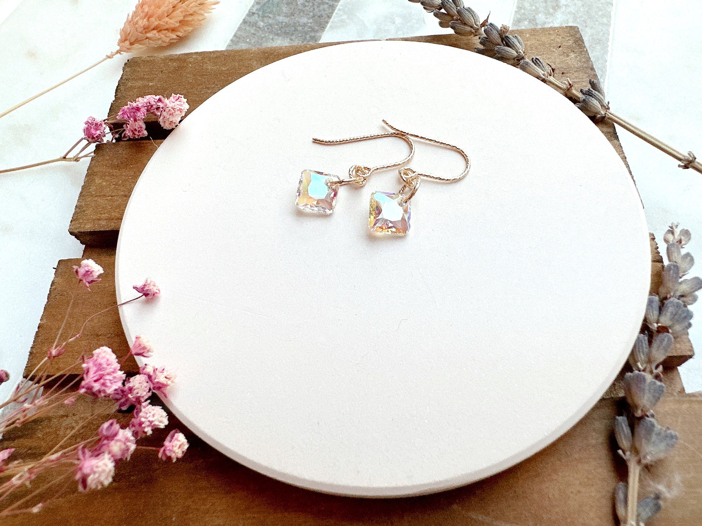 Princess Cut Crystal Earrings