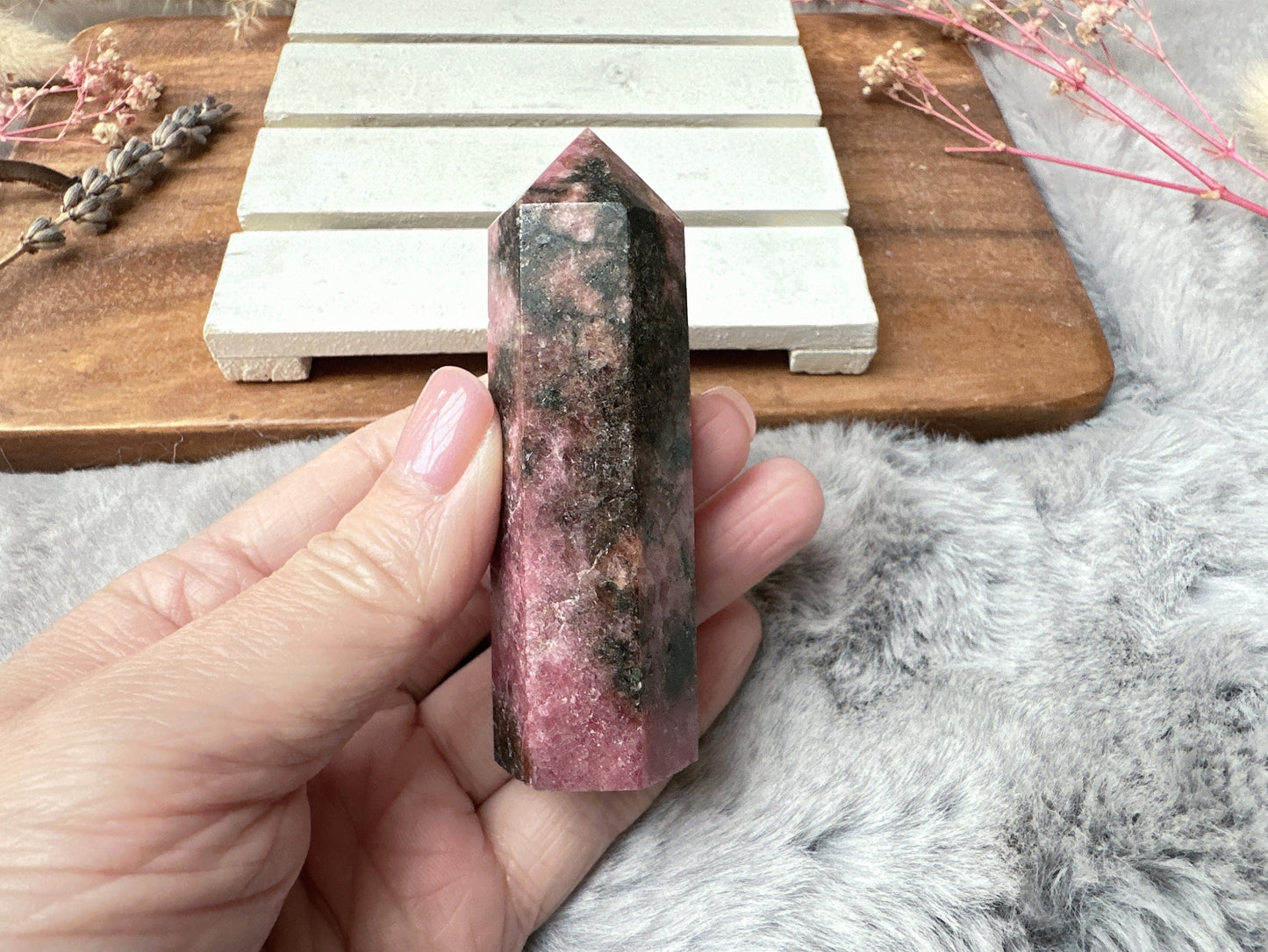 Small Rhodonite Tower Obelisk
