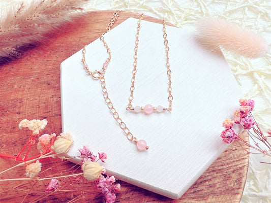 Rose Quartz Gold Chain Necklace
