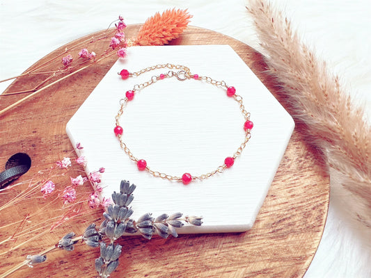 Ruby Gold Chain Bracelet