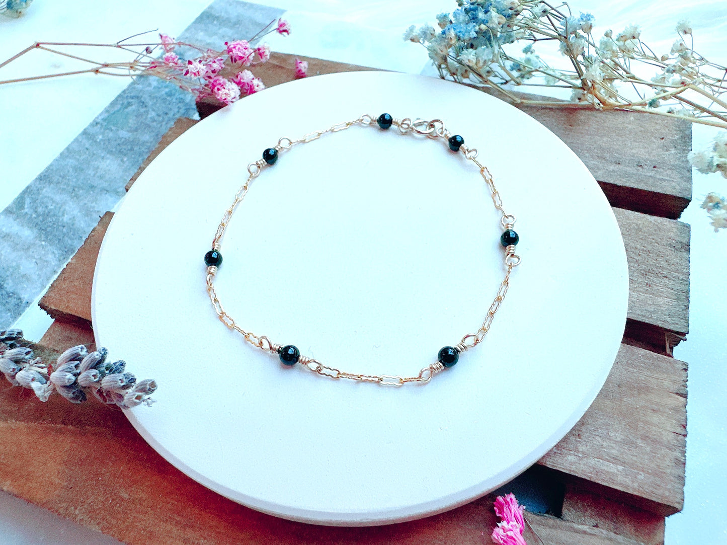 Mini Spinel Gold Chain Bracelet