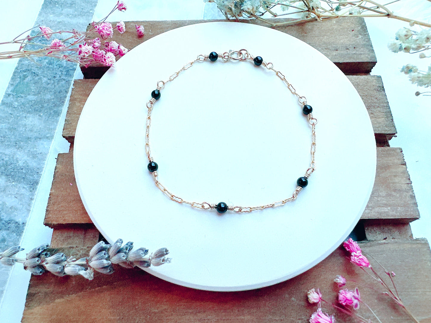 Mini Spinel Gold Chain Bracelet