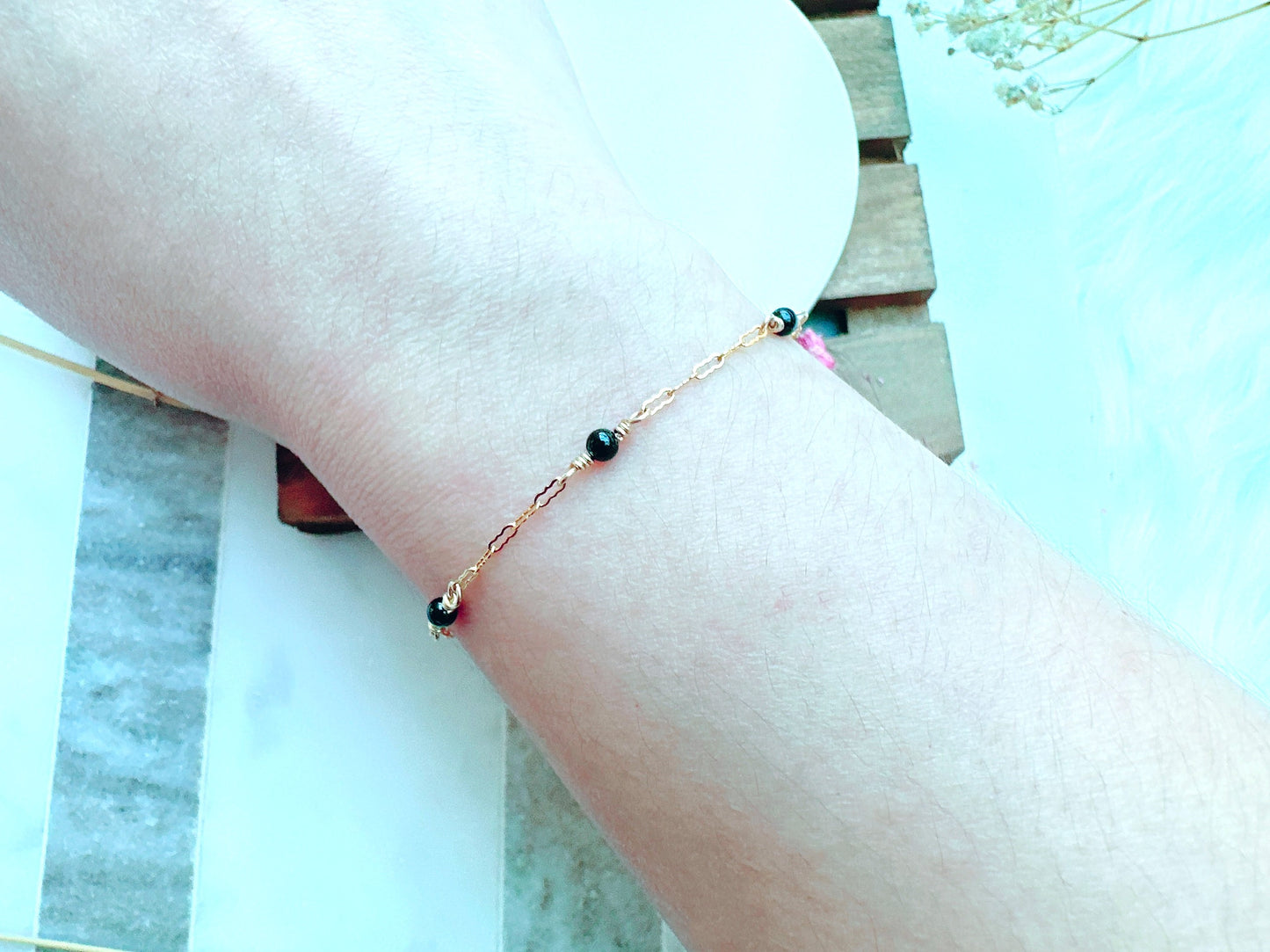 Mini Spinel Gold Chain Bracelet