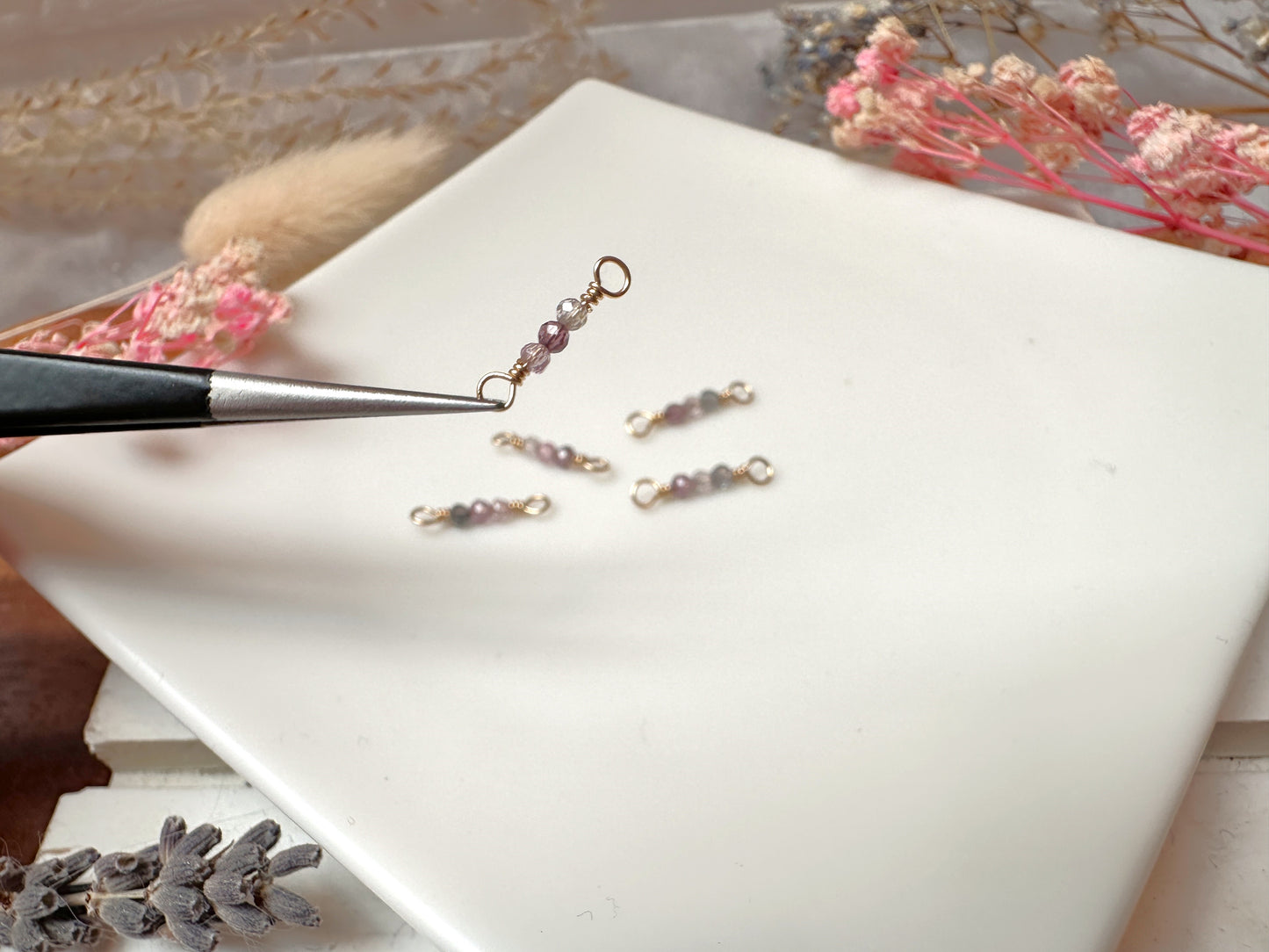 Set of 10 Tiny Gemstones 14k Gold Filled Permanent Jewelry Connectors