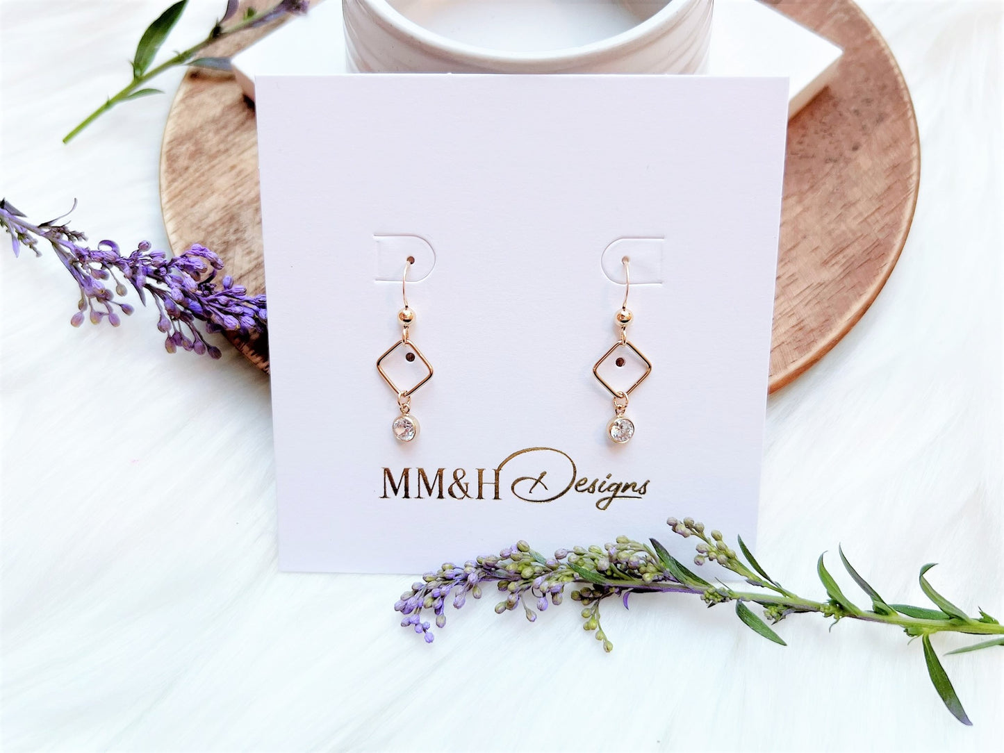 Elegant Gold Earrings with Mini Cubic Zirconia
