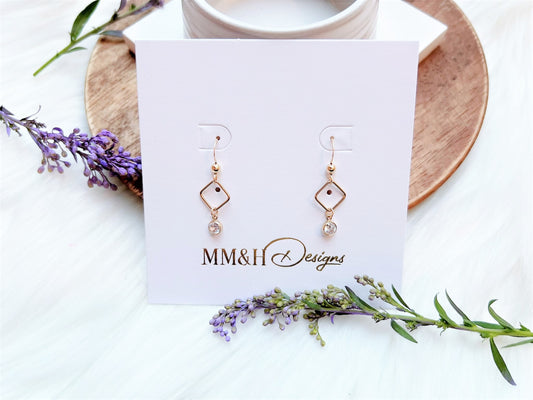 Elegant Gold Earrings with Mini Cubic Zirconia