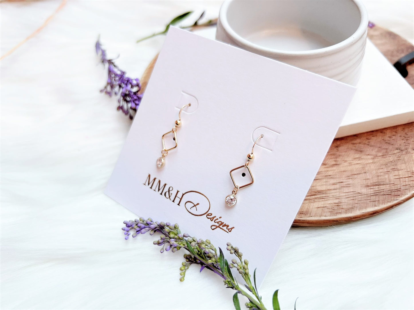 Elegant Gold Earrings with Mini Cubic Zirconia