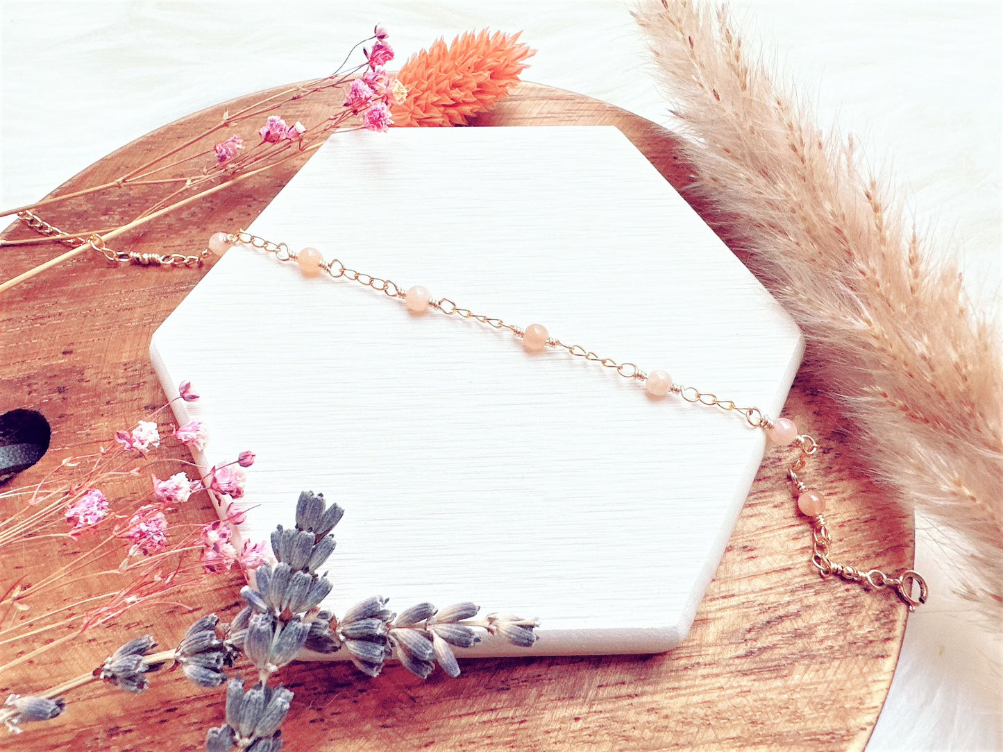 Sunstone Gold Chain Bracelet