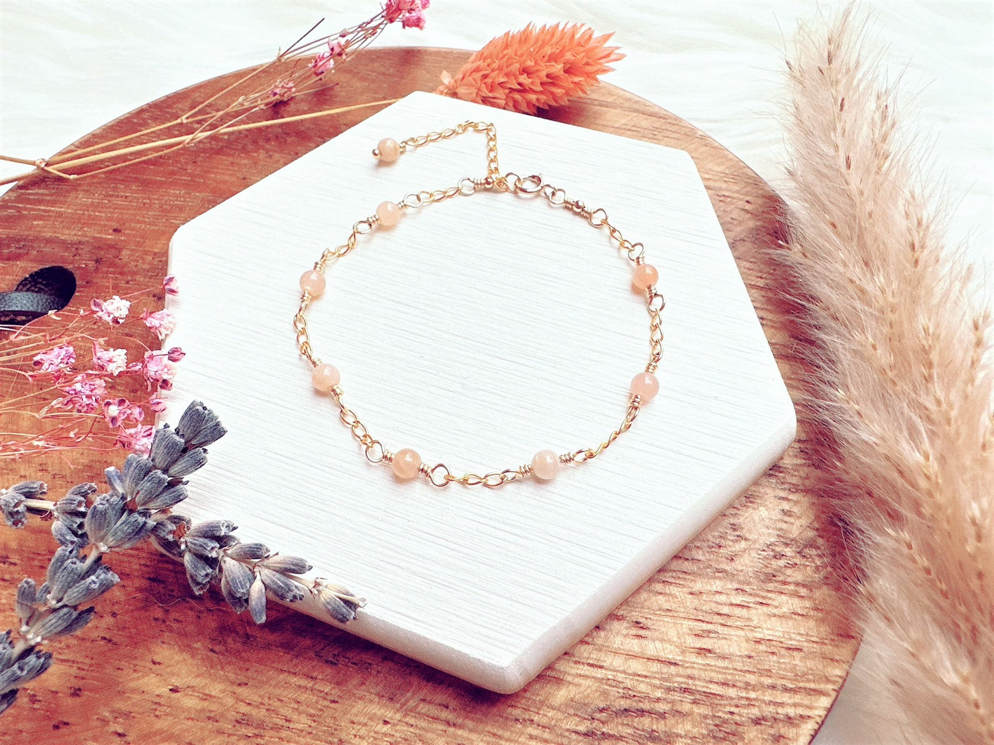 Sunstone Gold Chain Bracelet