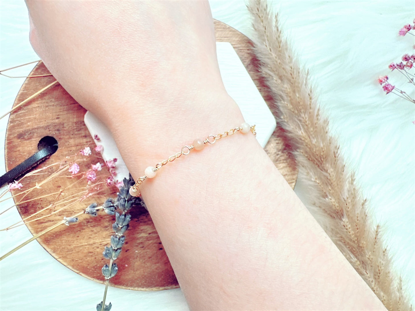 Sunstone Gold Chain Bracelet