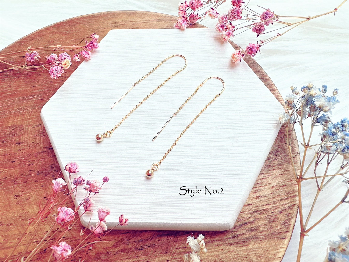 Elegant Threader Earrings with Mini Ball Charm
