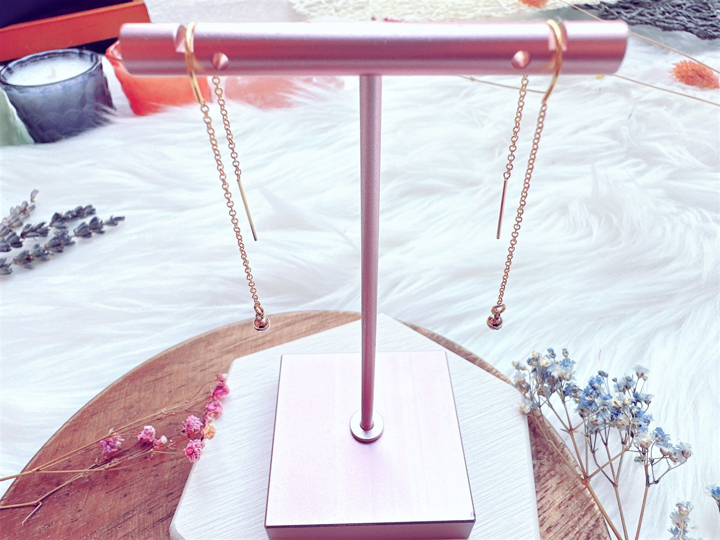 Elegant Threader Earrings with Mini Ball Charm