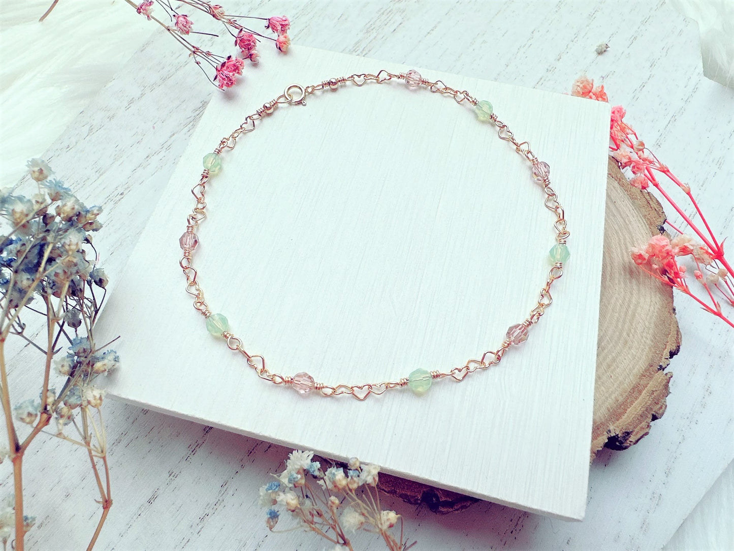 Crystal Gold Heart Chain Anklet