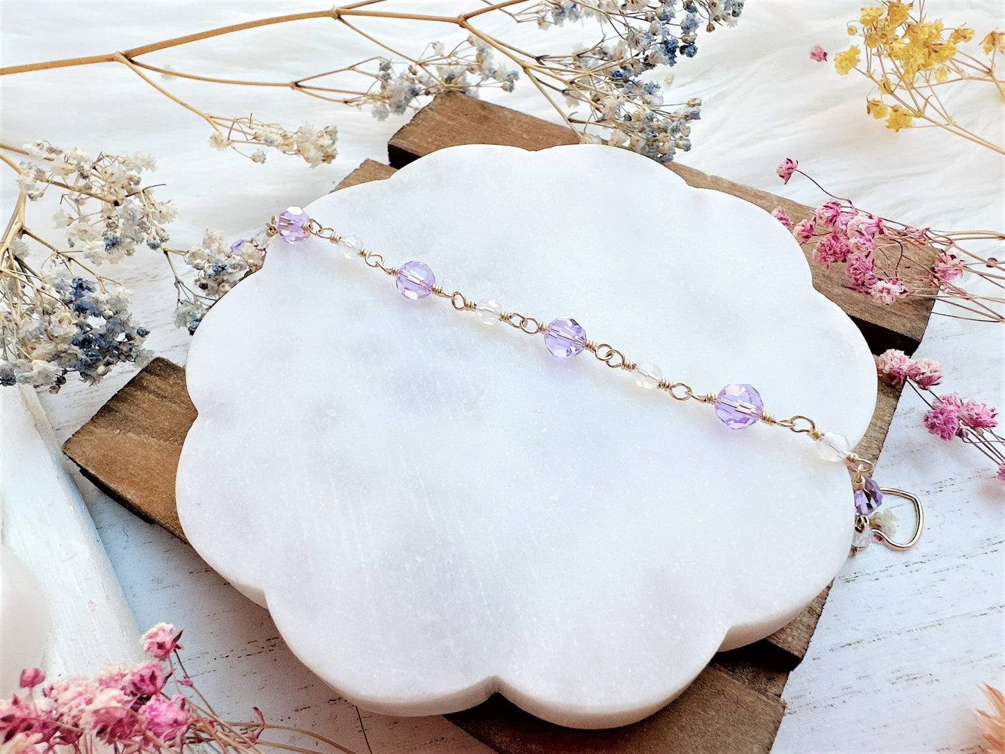 Crystal Bracelet with Heart Toggle Clasp