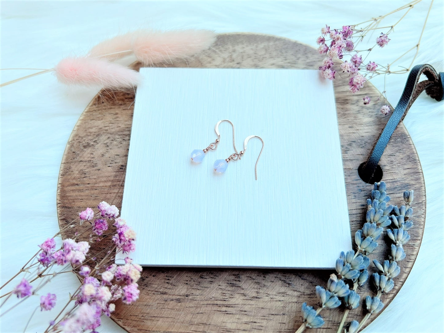 Crystal Bead Rose Gold Earrings