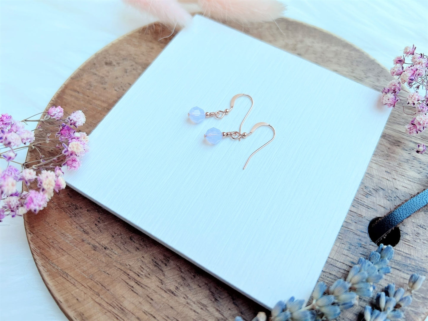 Crystal Bead Rose Gold Earrings